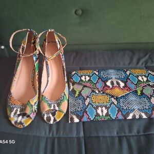 Blue and Green Butterfly Print Clutch